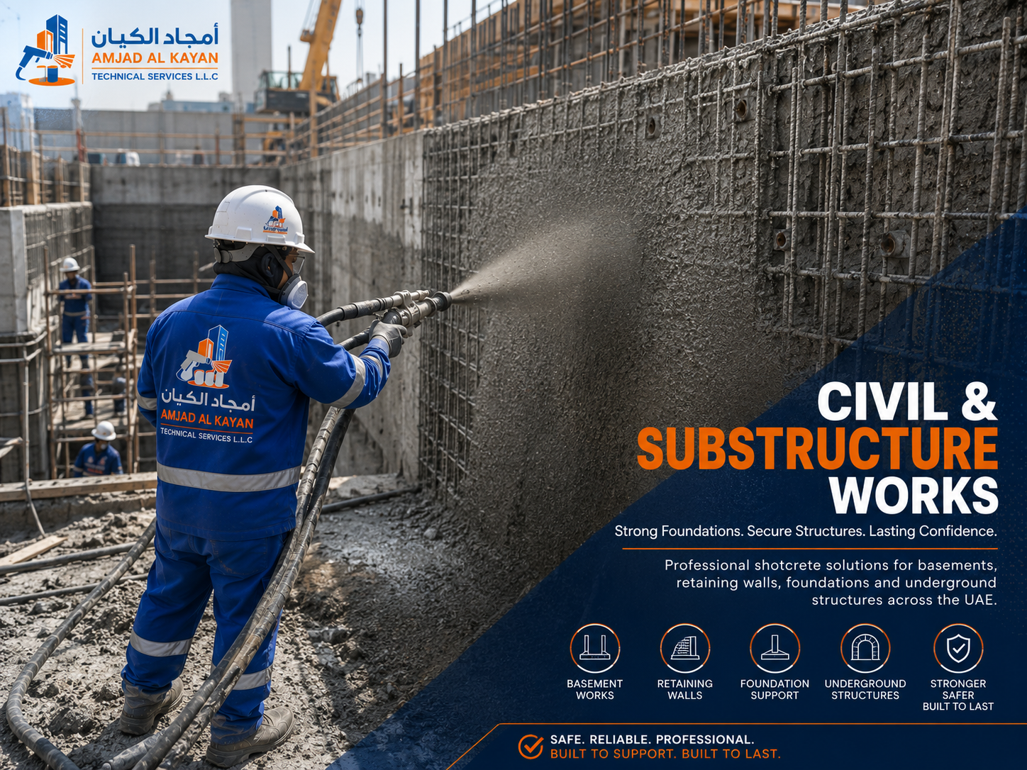 Civil & Substructure Works UAE | Basement & Foundation Shotcrete Solutions